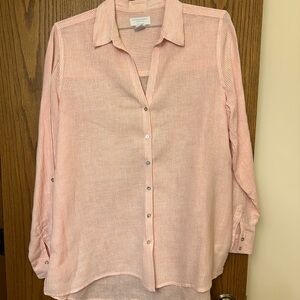 Martha Stewart Peach Striped Linen Top